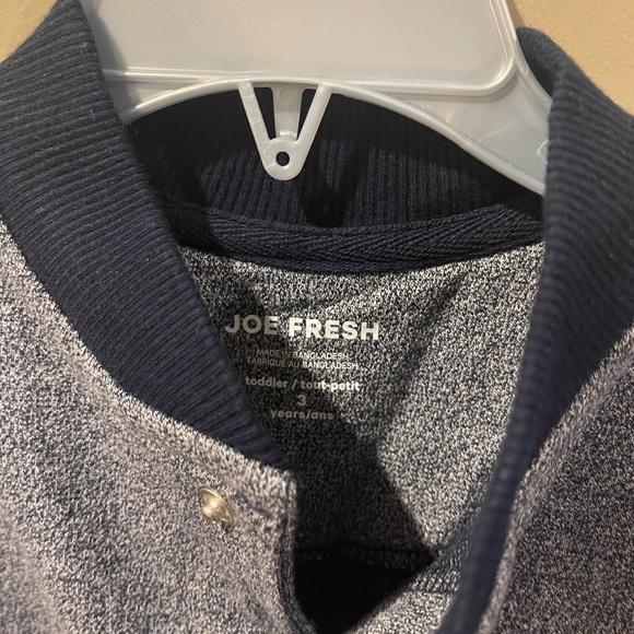 Joe Fresh Baseball Jacket Coat Gray Blue Snap Button - NWT - Picture 3 of 6